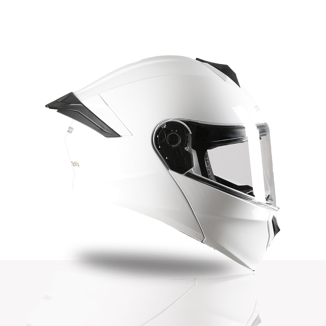 TVS Racing SuperPose Smoked Dual Visor Flip Up Modular Helmet for Men and Women, ISI DOT Certified, ABS Shell, Quick Release Visor, Lightweight, Ventilated, Open Face to Full Face